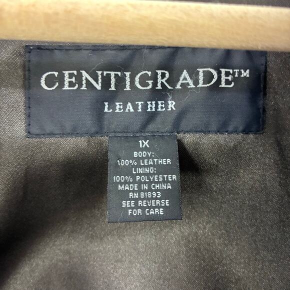 90 Y2K Centigrade Dark Brown Leather Jacket Women 1X Mid Length Satin Lined READ - Picture 13 of 16